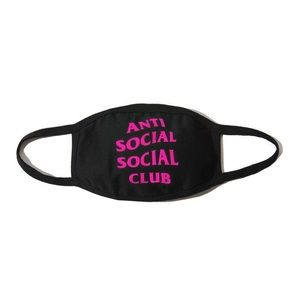 DS Anti social social Club Black Mask Pink logo